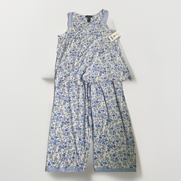 Rene Rofe Other - NWT Rene Rolfe 2 Piece Pajama Set Women M Sleeveless Tank W/ Capri's Blue Floral